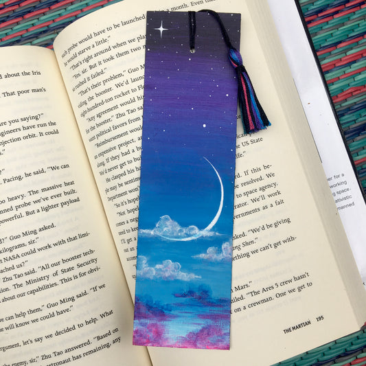 Crescent Moon & Clouds Bookmark