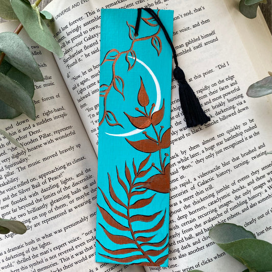 Plants & Crescent Moon Metallic Bookmark